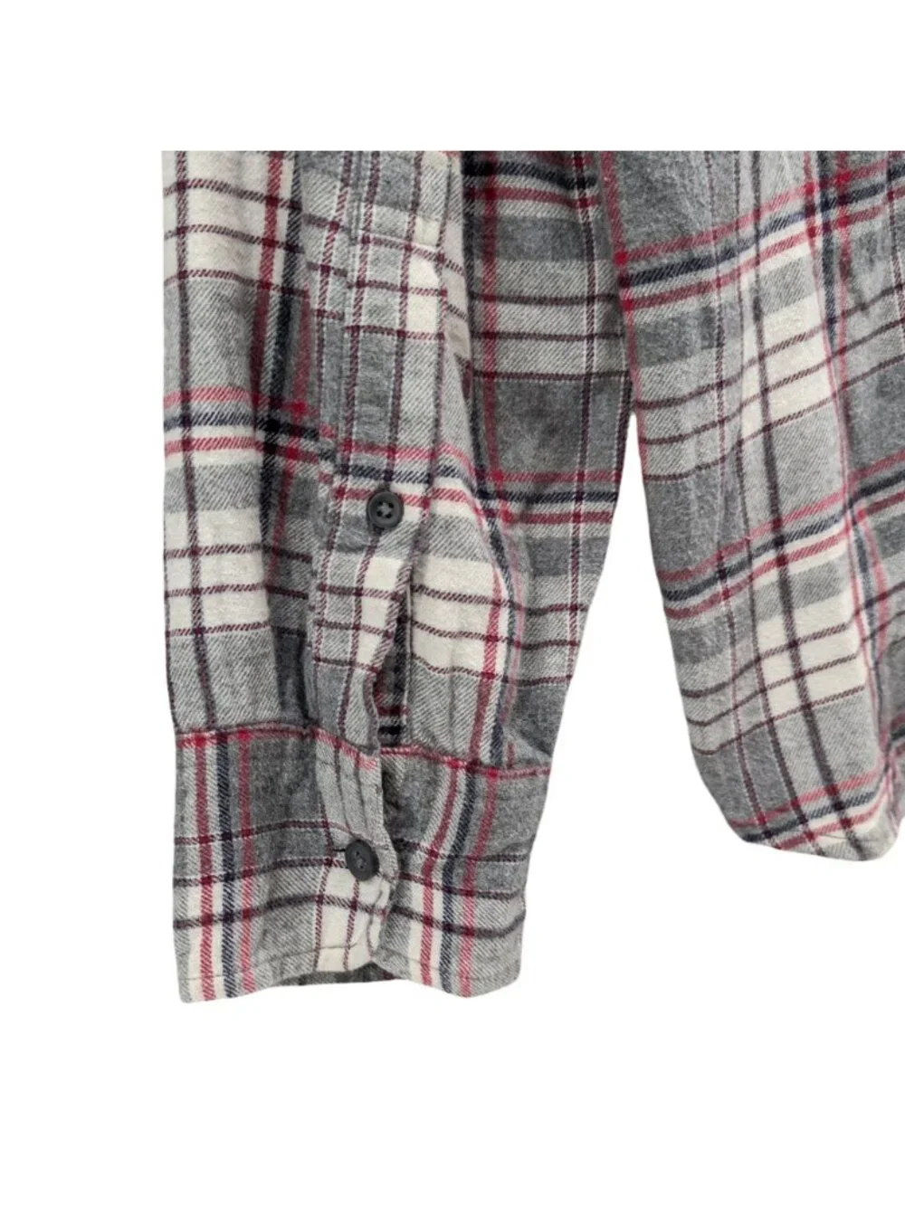 J.CREW Classic Flannel Shirt Mens Grey Red Long Sleeve Button Cotton Down Size L